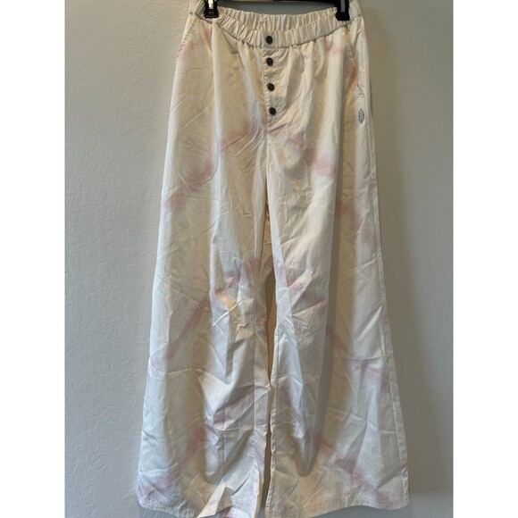 Free People Pregame Printed Wide Lightweight Pants Medium White Pink Tie Dye - Picture 4 of 7